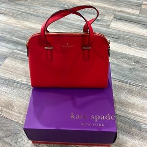 Kate Spade Cedar Street Maise Chrryliqur red saffiano leather satchel